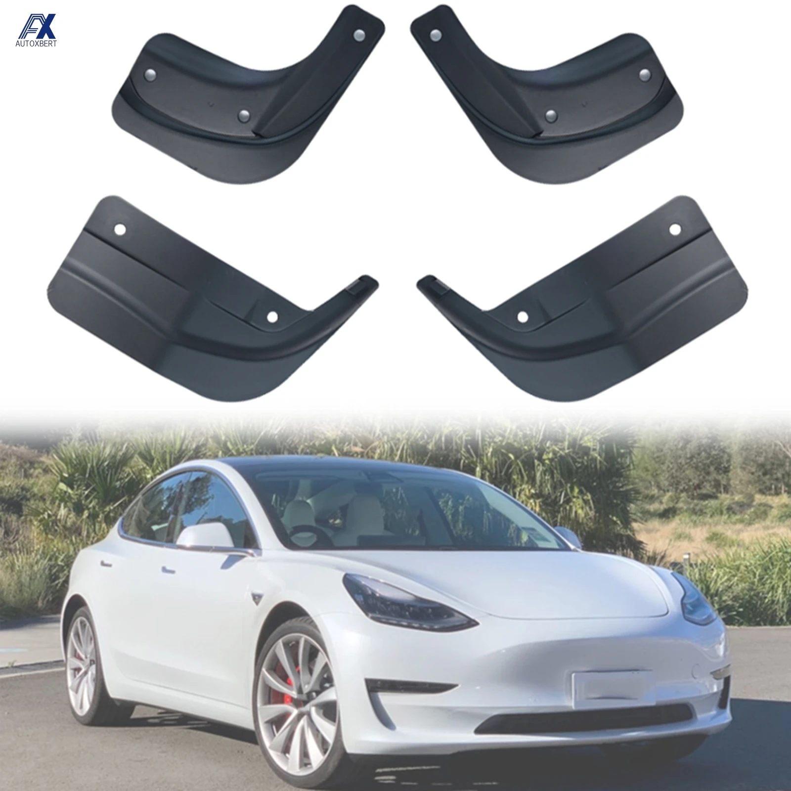 4X For Tesla Model 3 Highland Refresh 2024 Splash Guards Mudguard Fender Mudflaps Mud Flaps Front Rear Left Right No Drilling