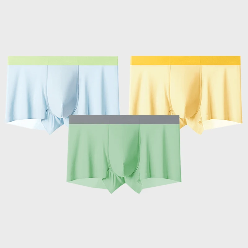 

3PCS Men's ice silk seamless underwear Men's boxers summer thin comfortable breathable boxers men's plus size shorts