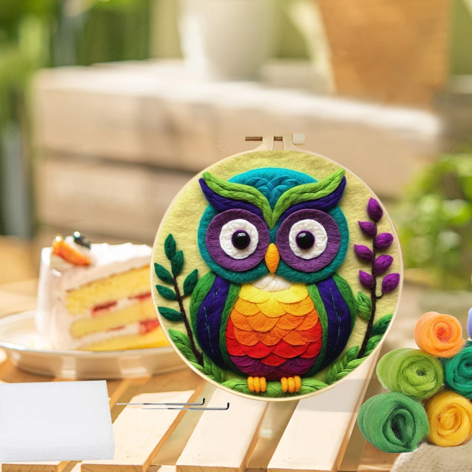 SDOYUNO Filzmalerei-Set Eule Bastelspielzeug Nähen DIY Kreatives Basteln Filzwerkzeug-Set mit Anleitung Handgemachtes Geschenk