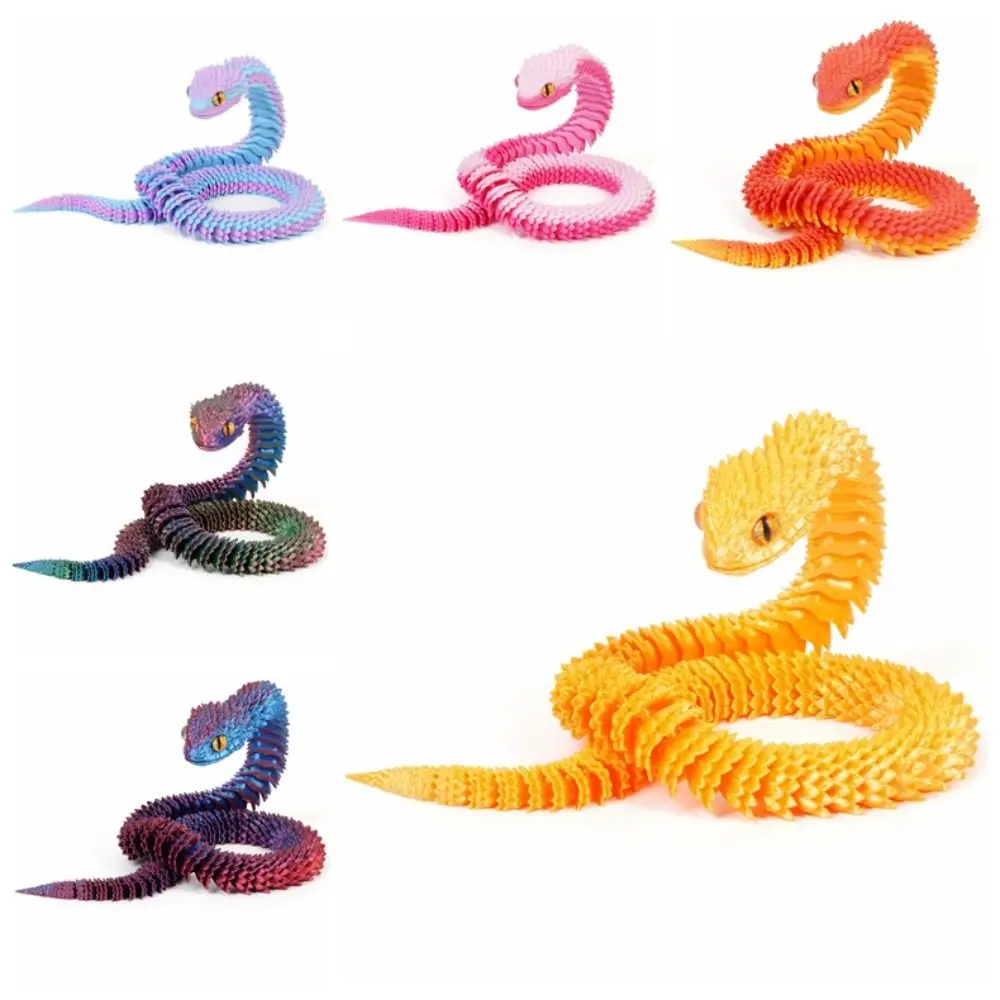 현실적인 3D 인쇄 된 뱀 장난감 여러 가지 빛깔의 회전식 시뮬레이션 된 뱀 장식 PLA 시뮬레이션 동물 시뮬레이션 모델 할로윈