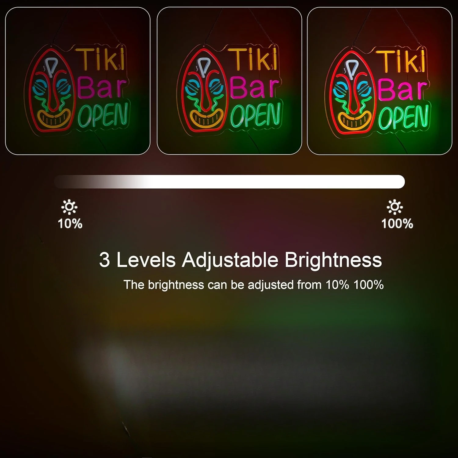 Tiki Bar Open LED Neon Sign Polynesian Decor USB Neon Light for Lounge Tropical Resort Luau Party Dimmable Beach Hut Patio Decor