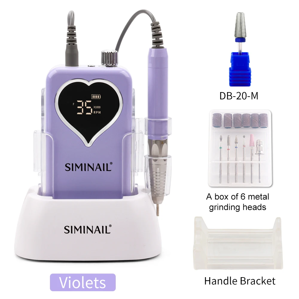 Siminail Brushless Nail Drill 85W Rechargeable Desktop Base 35000RPM Manicure Electric Nail File Cordless Drilling Machine 35K