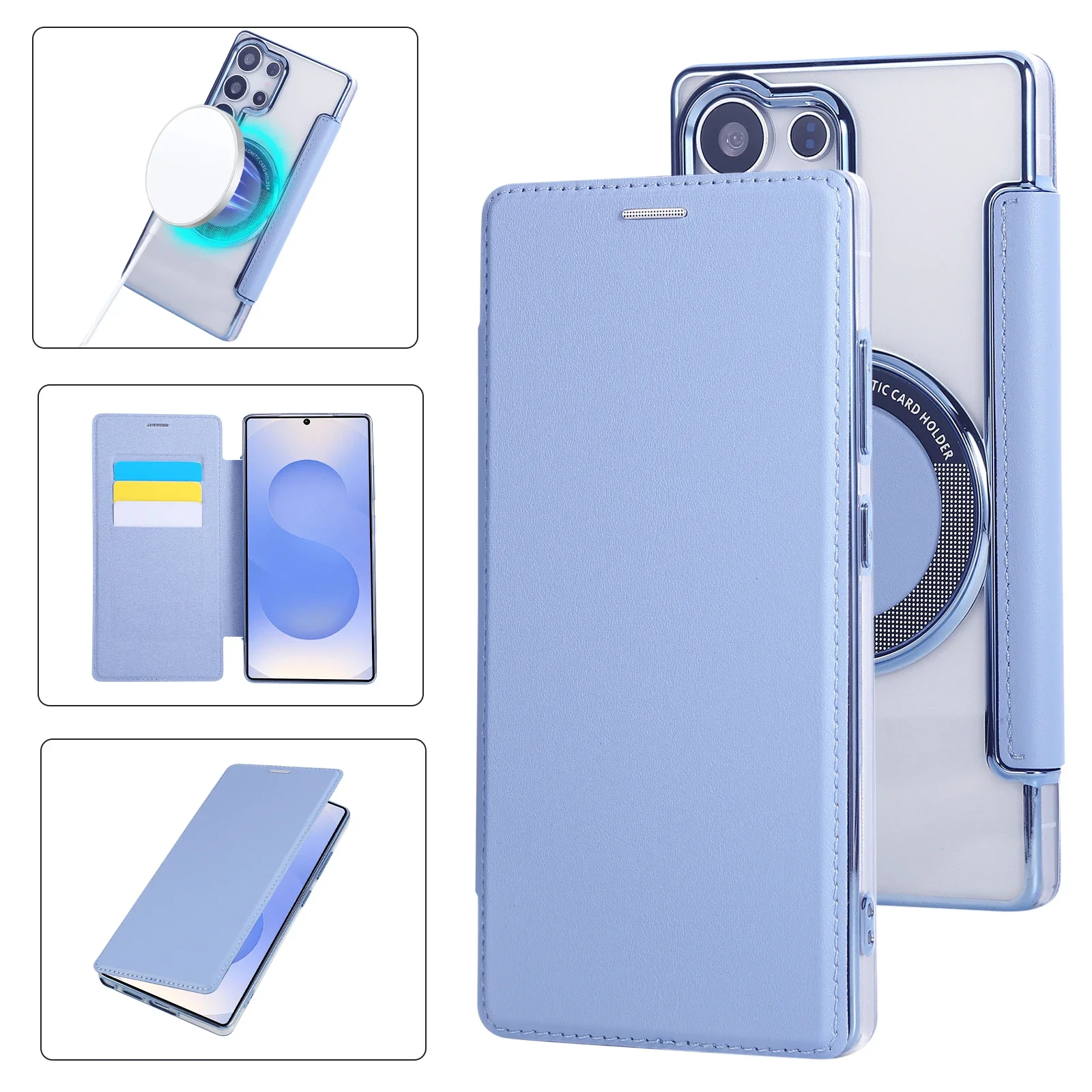 Beschichtung Magnetische Handyhülle Samsung S25 S24 Ultra Galaxy S23 S22 Plus RFID Blocking Protect Kartenhalter Brieftasche Lederhülle