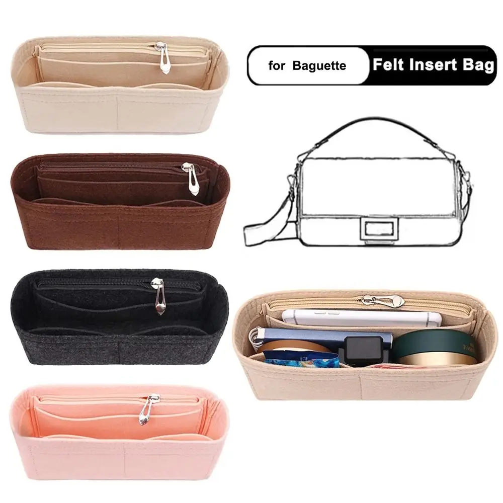 1Pcs Multi-Pocket Bag Organizer for Baguette Storage Bag Inner Bag Liner Bag Felt Insert Handbag Organizer Cosmetic bags