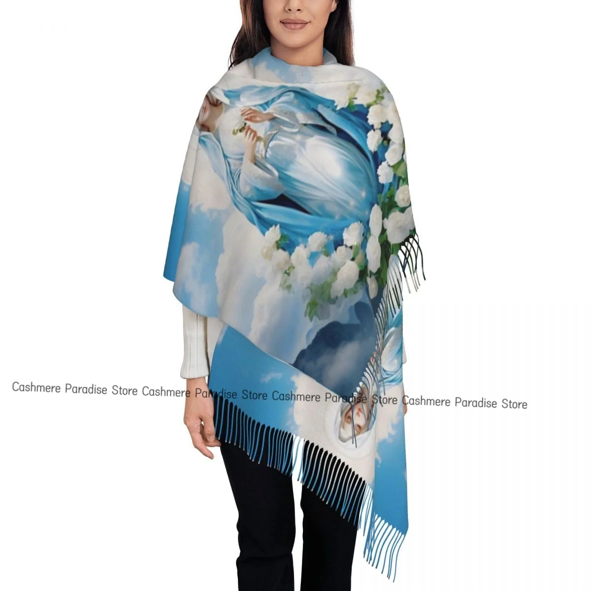 

Virgin Mary Warm Shawls Wrpas Men Women Custom Large Scarves Winter Luxury Brand