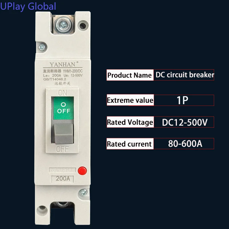 1-Pole Molded Case Circuit Breaker DC 12-125V 200A 300A 400A 500A 600A for Solar-Powered RV and Yacht Battery Circuit Protector