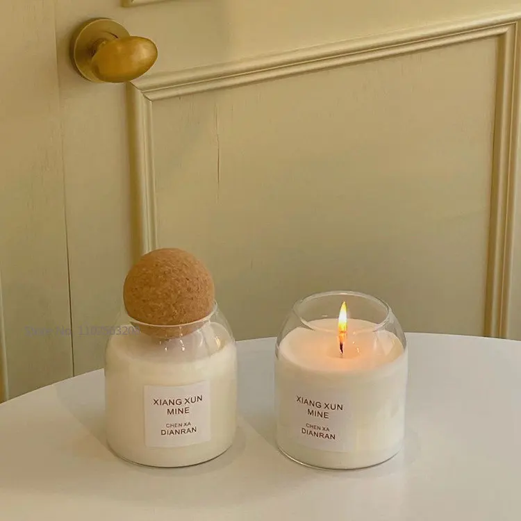 1PC Diy Candle Empty Cups with Lip Creative Transparent Handmade Dessert Scented Candles Glass Empty Jars Wedding Gift