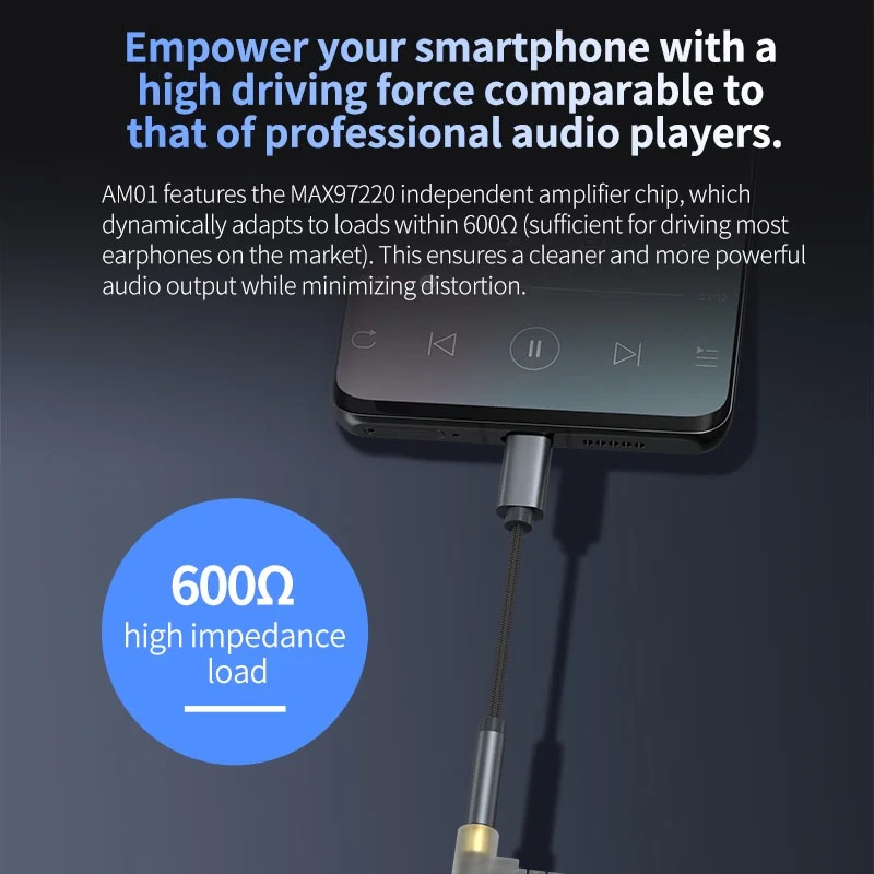 KZ AM01 Type-C to 3.5mm Audio Adapter 32bit/384kHz Hi-Fi DAC + IC Amplifier Dual Chip Earphone Audio Cable For KZ Castor Kilra