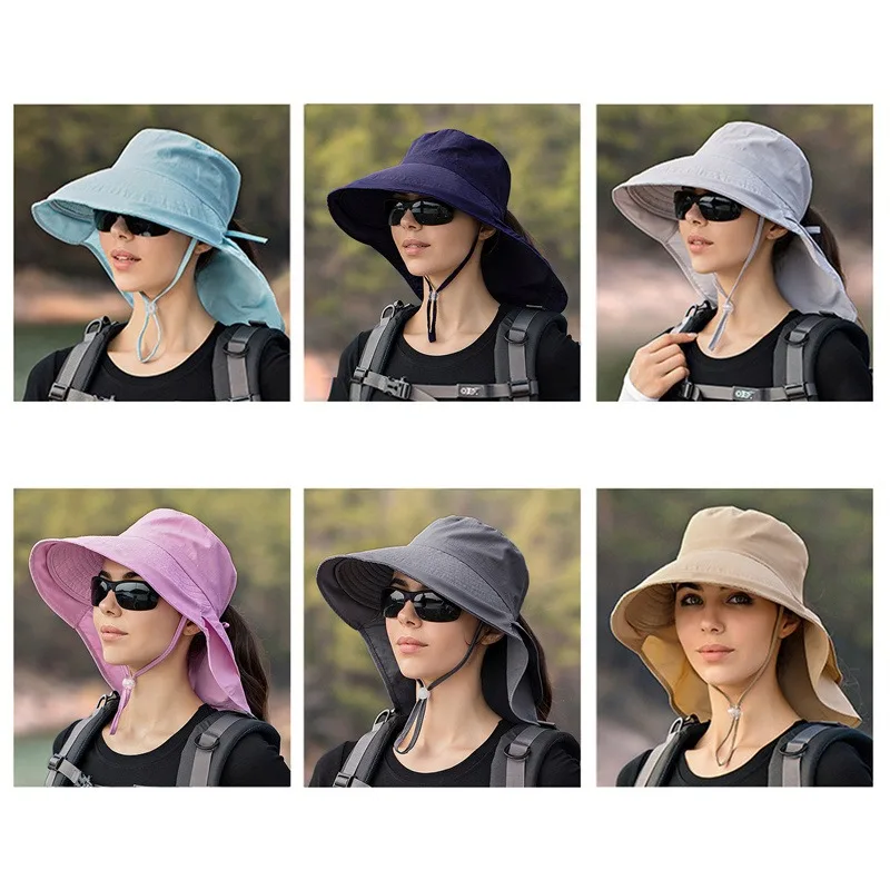 Designer Lightweight Ponytail Hole Visor Hats Summer Bucket Hats For Women Big Brim Outdoor Eye Protection Sunscreen Cap Sun Hat