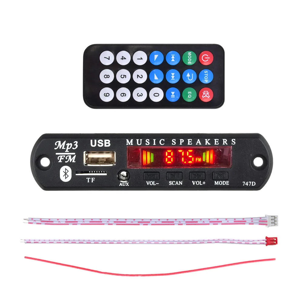 9V 12V Bt 5.0 Mp3 Decoder Board Usb Aux Tf Fm Radio Lossless Mp3/Wma/Wav Decoder Board Module Kleuren Scherm Display