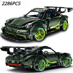 Technical 1:10 Speed Sports Car Building Blocks Hella Flush RSR Racing Vehicle Bricks Toys For Adult Kids Boy Christmas Gifts