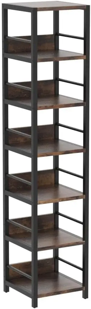 Estante Estreita Alta Estante De Armazenamento Rack, Estante Aberta Rústica, Torre De Prateleira Quadrada, Etagere Prateleiras Display Stand