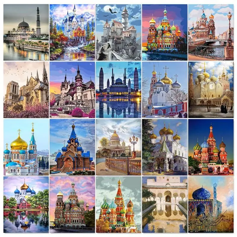 SDOYUNO 60x75cm Paint By Numbers For Adults Dream Castle DIY Coloring By Numbers Acrylic Paint For Home Decor Art