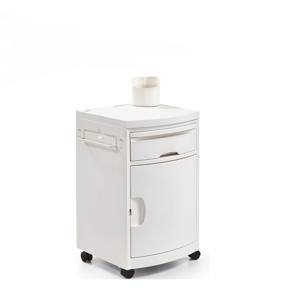 

White Color Best Moveable Hospital Medical Plastic Abs Bedside Cabinet With 2 Drawers