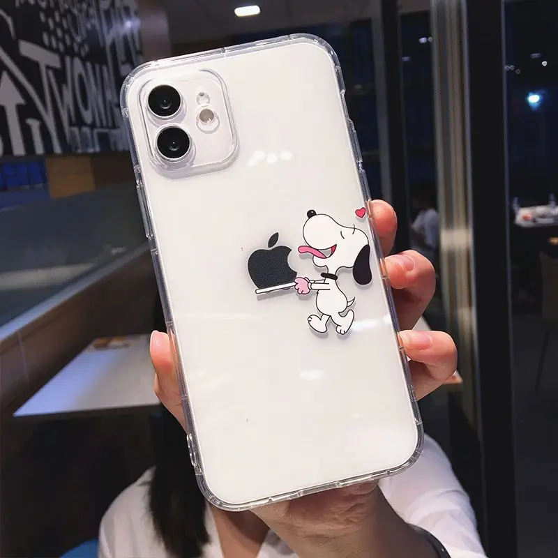 Snoopy Cute Cartoon Transparent Phone Case For iPhone 15 14 13 12 11 Pro Max Xr Xs Max 14 Plus 8 Plus Case Cute Soft Cover Y2k