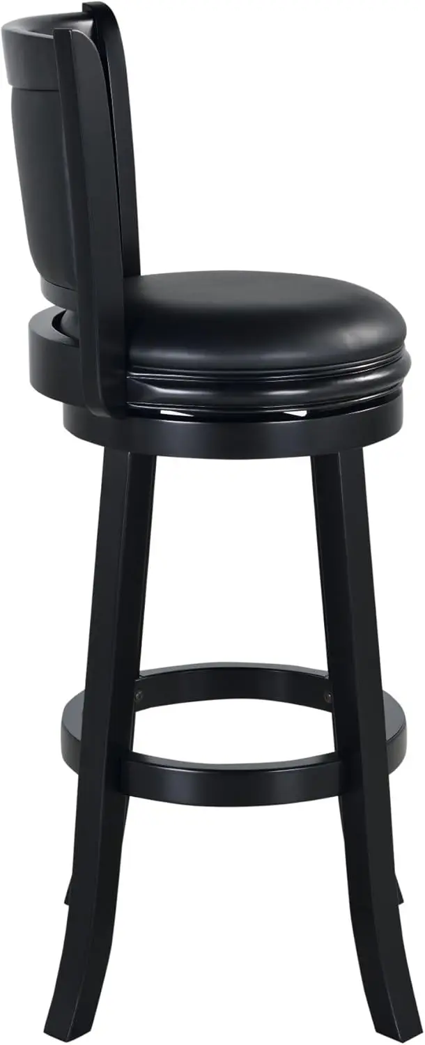 Extra Tall Swivel Bar Stool, 34-Inch Height, Black Faux Leather for Kitchen or Bar