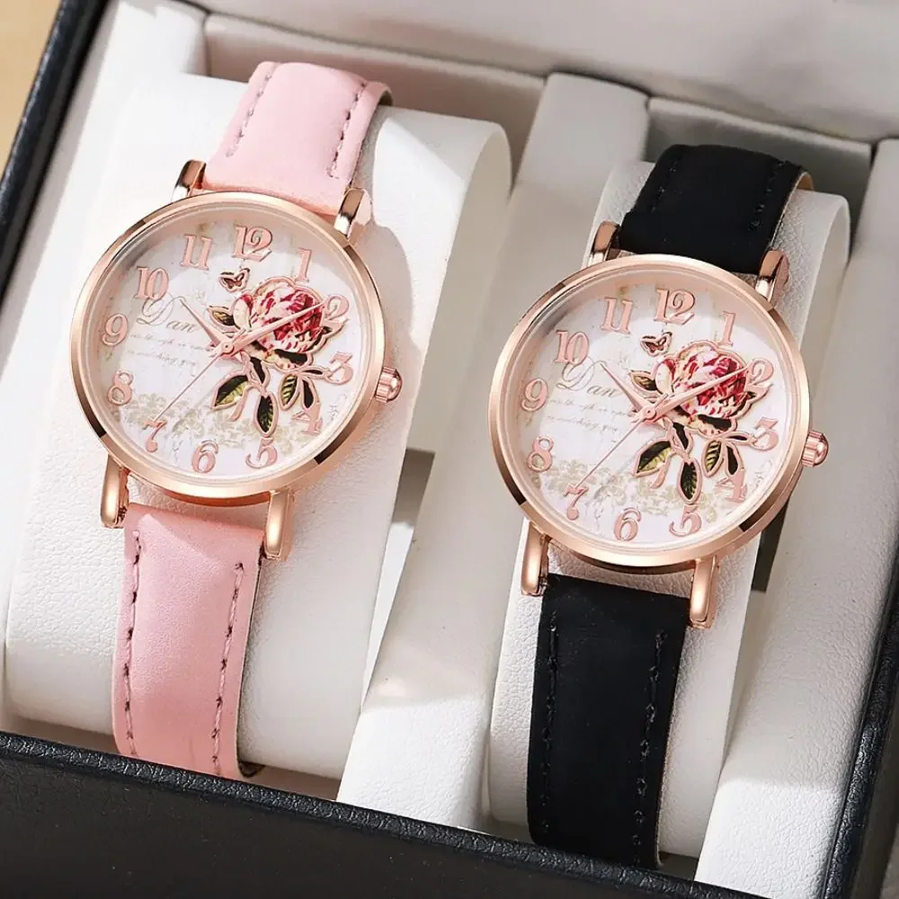 Boho Style Wrist Watches Rainbow Color Multicolor Quartz Watch PU Arabic Numerals Bohemian Watch Mom