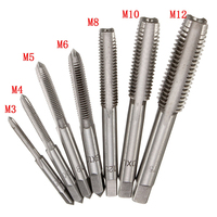 7Pcs M3-M12 Metric HSS Right Hand Machine Straight Fluted Screw Thread Tap Set Metric Plug Tap Drill Bits Set Hand Tools