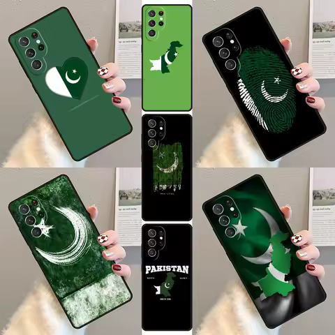 Pakistan Flag Emblem Distressed Vintage Phone Case For Samsung Galaxy S23 S21 S20 FE S24 S22 Ultra Note20 S10 S9 S8 Plus Cover