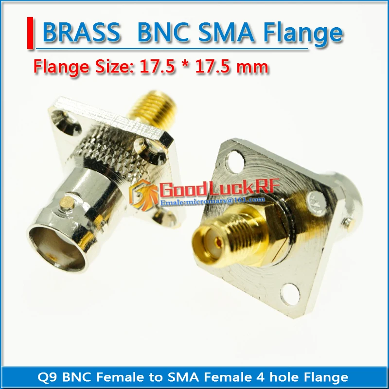 Q9 BNC Female to SMA Female Plug 4 hole Flange Panel Mount Brass RF Coaxial Adapters Connector Socket