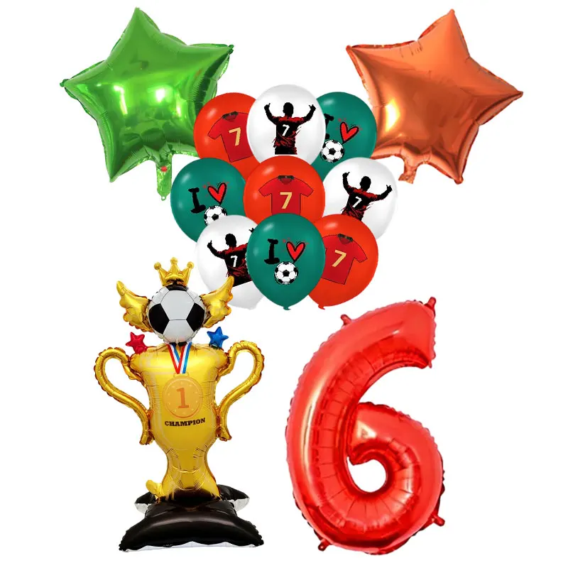 Neueste CR7 Geburtstagsdekoration Fußball-Superstar Party-Zubehör Fußball-Ballons-Set Tischdecke Teller Becher Hintergrund Deko-Geschenke – Detail 19