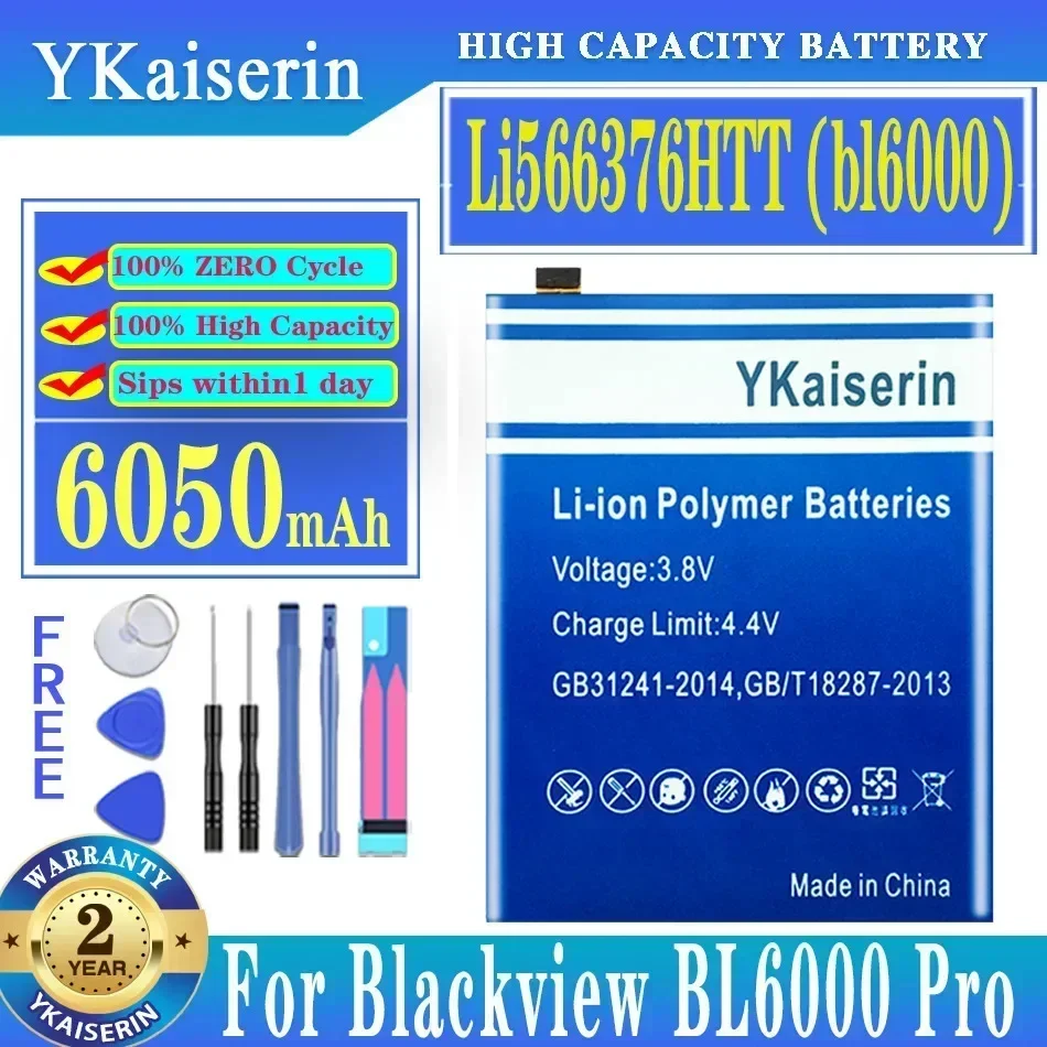 

6050mAh YKaiserin Li566376HTT (bl6000) Replacement Battery for Blackview BL6000 Pro BL6000Pro Bateria Batterie Warranty 2 Years