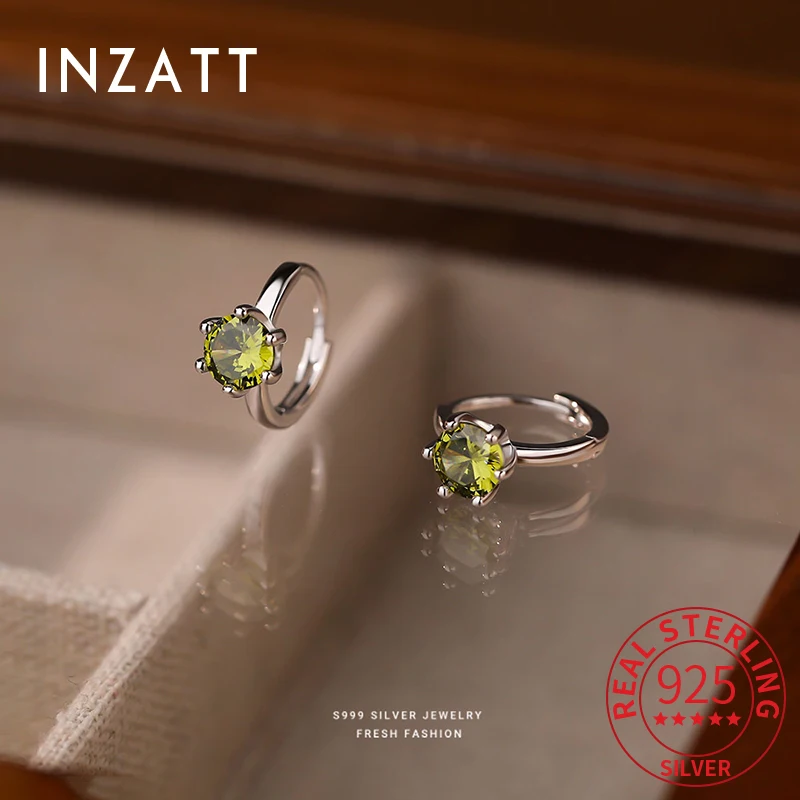 

INZATT Real 925 Sterling Silver Zircon Round Mini Hoop Earrings for Women Trendy Fine Jewelry Light Luxury Accessories