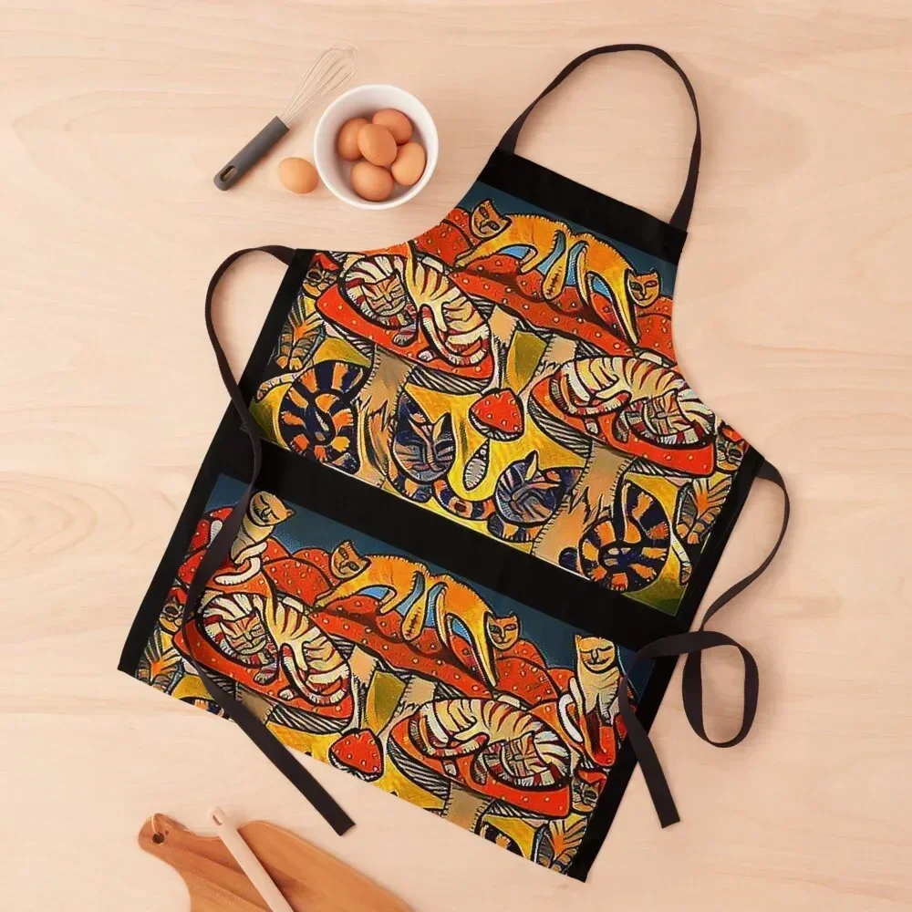 

Cats on Toadstools Apron Woman Work Kitchens For Men Hairdressing Hairdresser Accessories Men'ss Apron