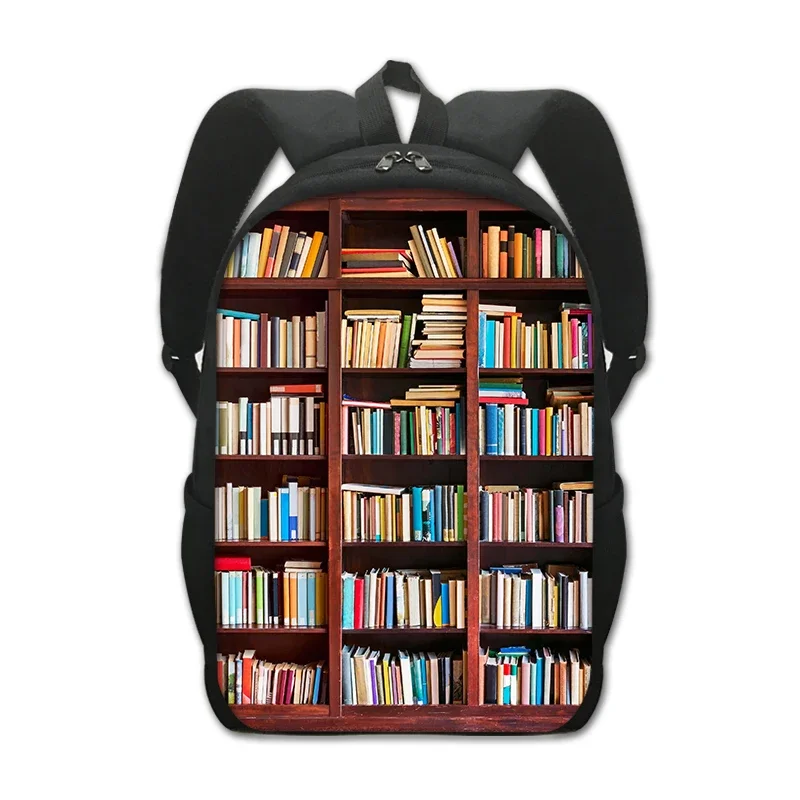 

Library Bookshelf Book Print Backpack For Librarian Books Lover Women Students School Bags Camping Rucksack Travel Daypack Gift