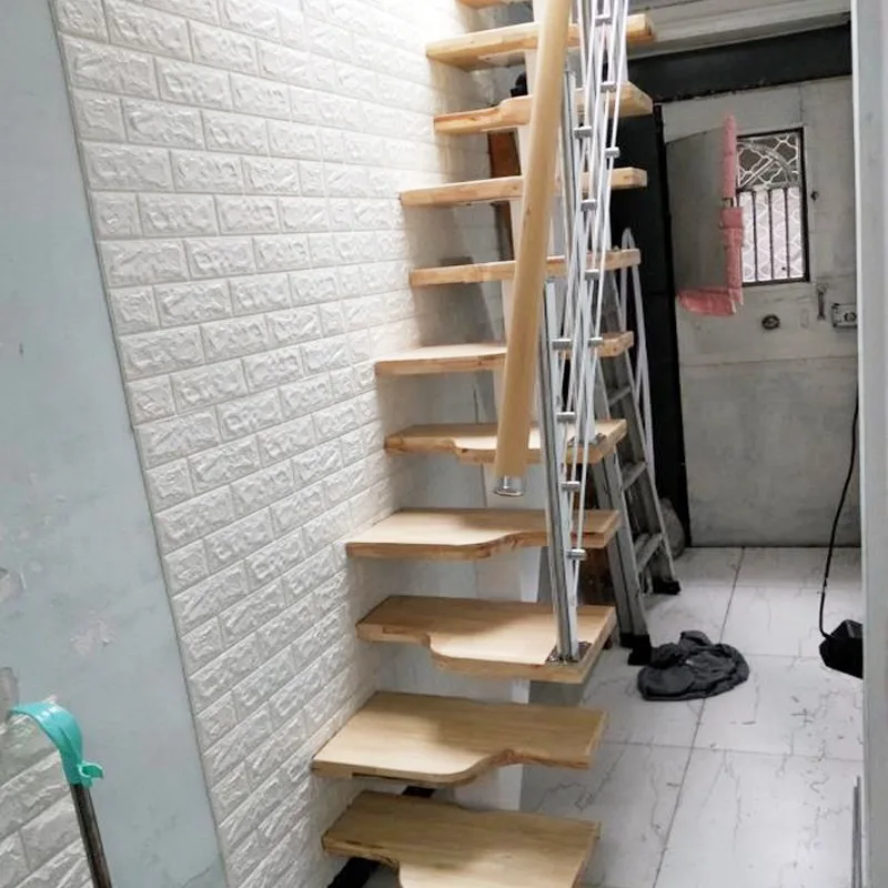 Integral stairs steel and wood duplex loft rotating straight beam indoor inclined beam duplex compartment loft villa manufacture