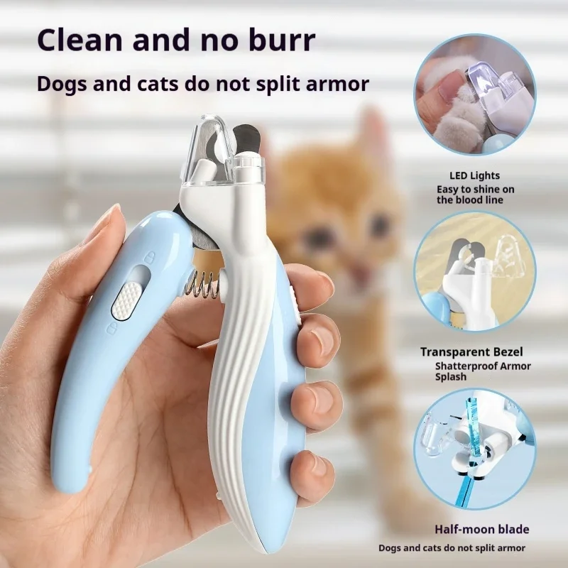 Cat Nail Clippers, Dog Nail Clippers, LED Illumination Bleeding, Safety Nail Clipping, Pet Grooming Products