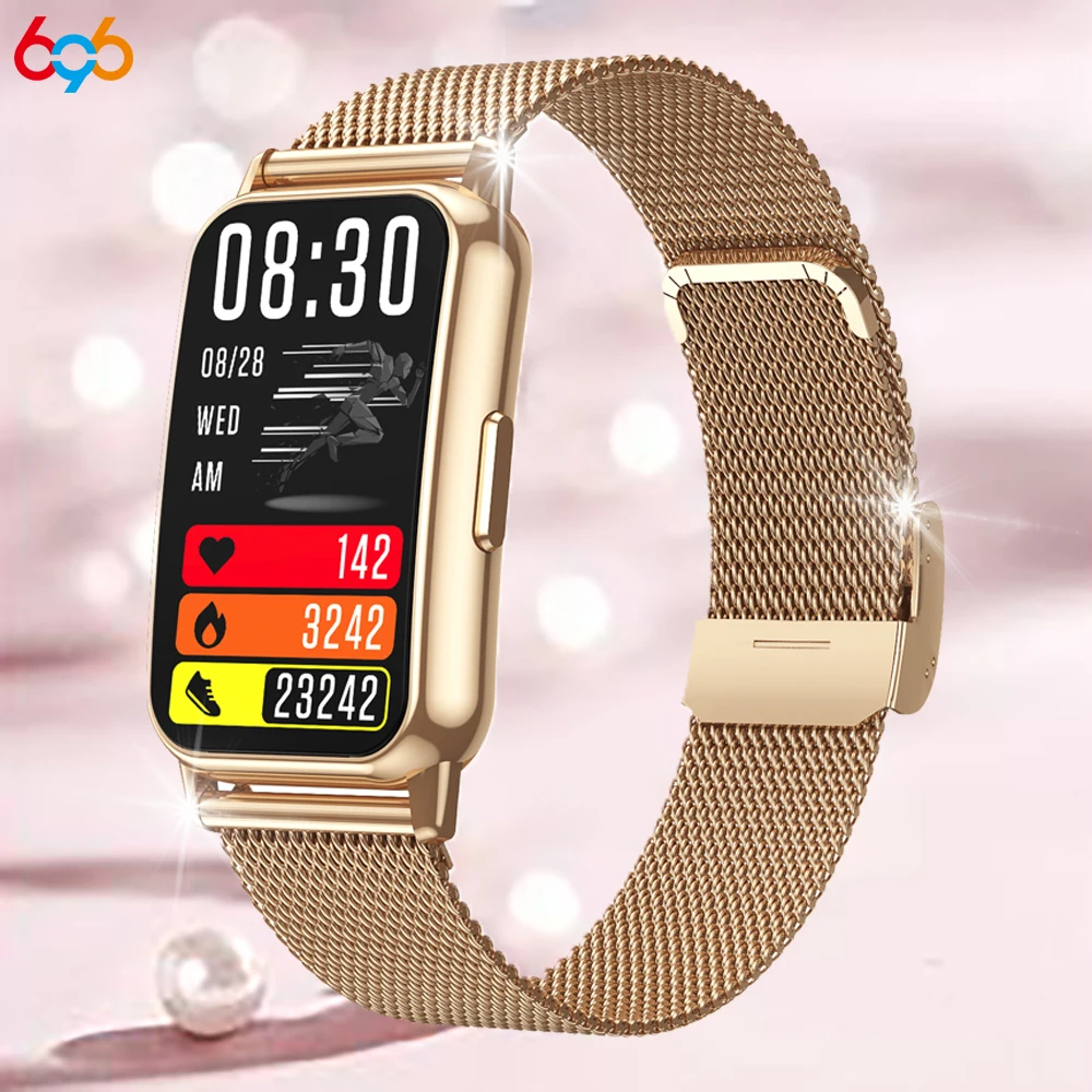 

Женские умные часы с синим зубом и вызовом, спортивные водонепроницаемые умные часы с изогнутым экраном 1,47 дюйма, мониторинг здоровья, напоминание о информации