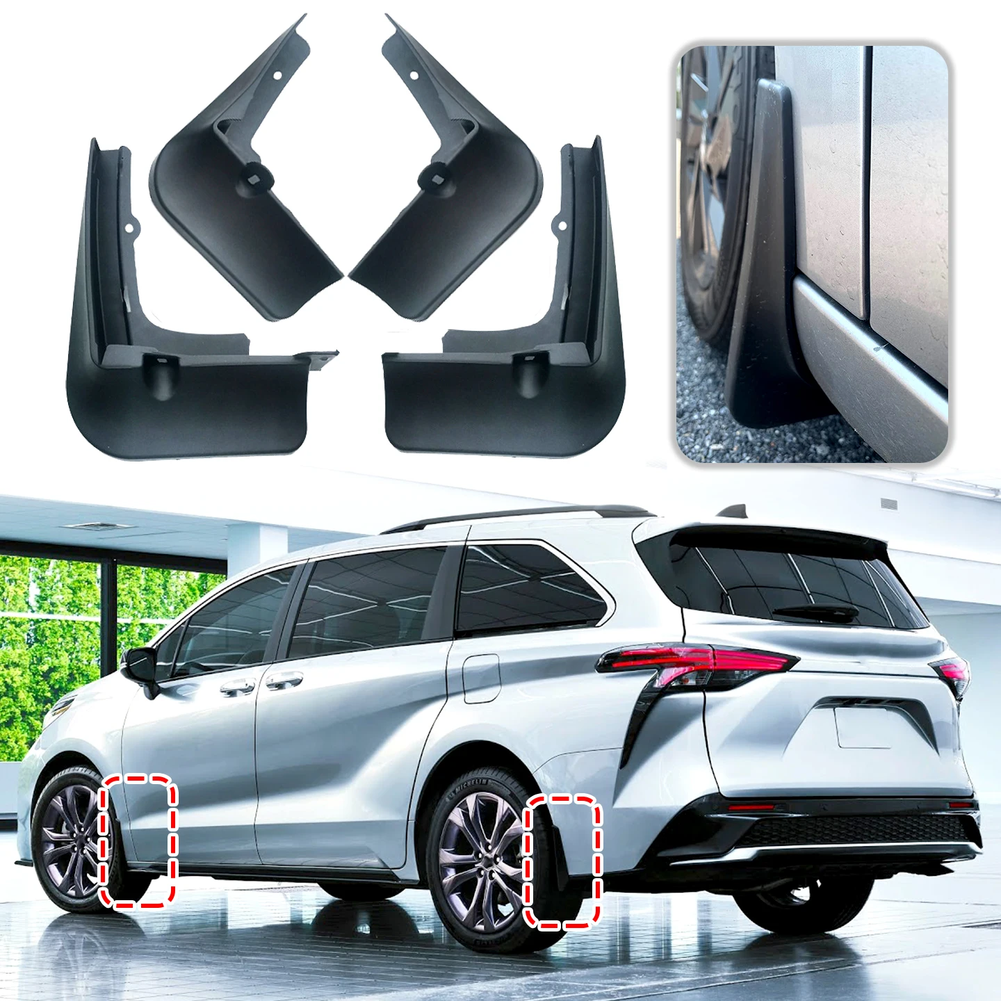 

4 PCS For Toyota Sienna 2021 2022 2023 Mudflaps Splash Guard Mud Flap Mudguards Wheel Fender Flare Car Styling Accessories