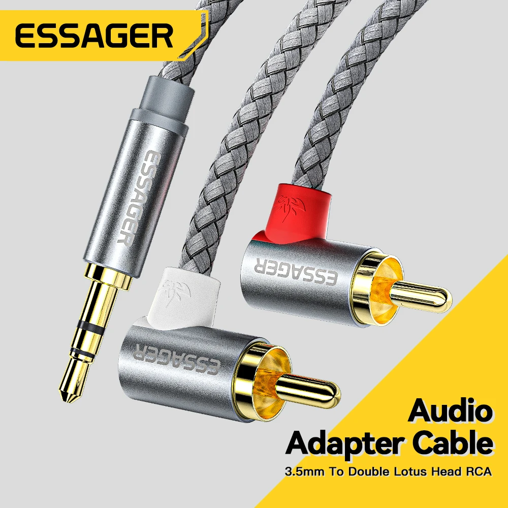 Essager RCA Audio Cable Jack 3.5 to 2 RCA Cable 3.5mm Jack to 2RCA Male Splitter Aux Cable for TV PC Amplifiers DVD Speaker Wire