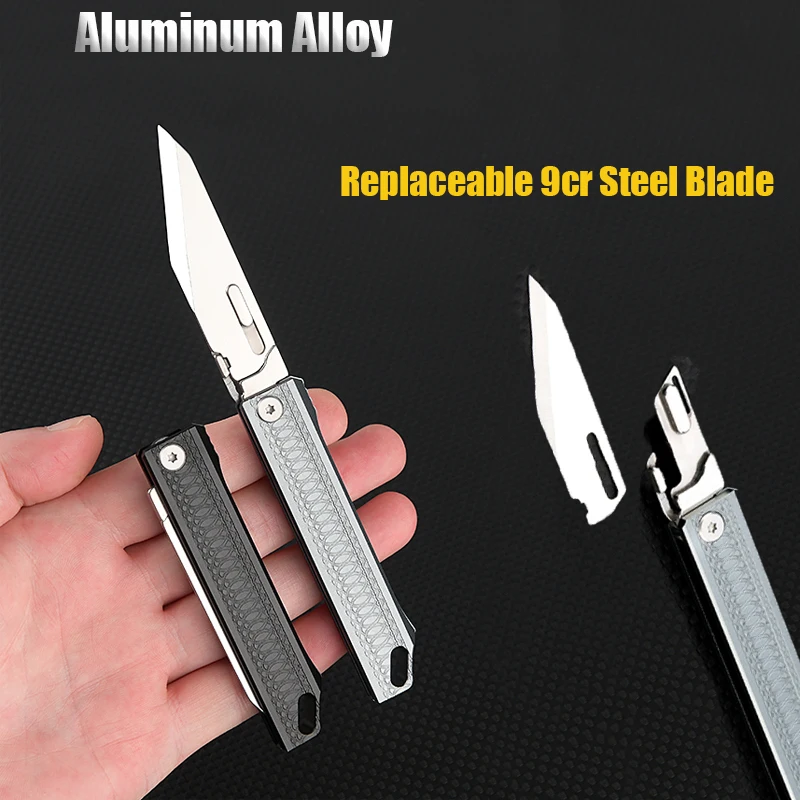 Replaceable 9cr Stainless Steel Blade Folding Knife Aluminum Alloy Outdoor Camping Self-defense Detachable Utility Art knife