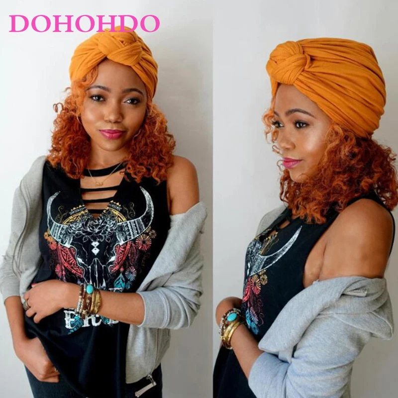 DOHOHDO Cotton Turban Hats 2024 New Fashion Women 13 Soild Color Black White Red Beige Green Indian Turban Hats Caps For Ladies