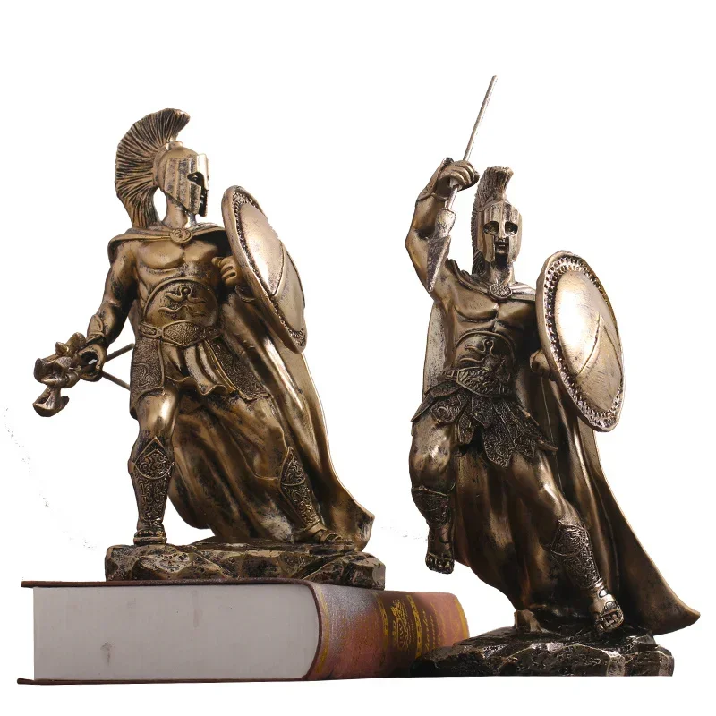 Retro Roman Armor Warrior Spartan Figurine Creativity Bar Ornaments Samurai Armor Model Desk Crafts Decor Accesories For Home