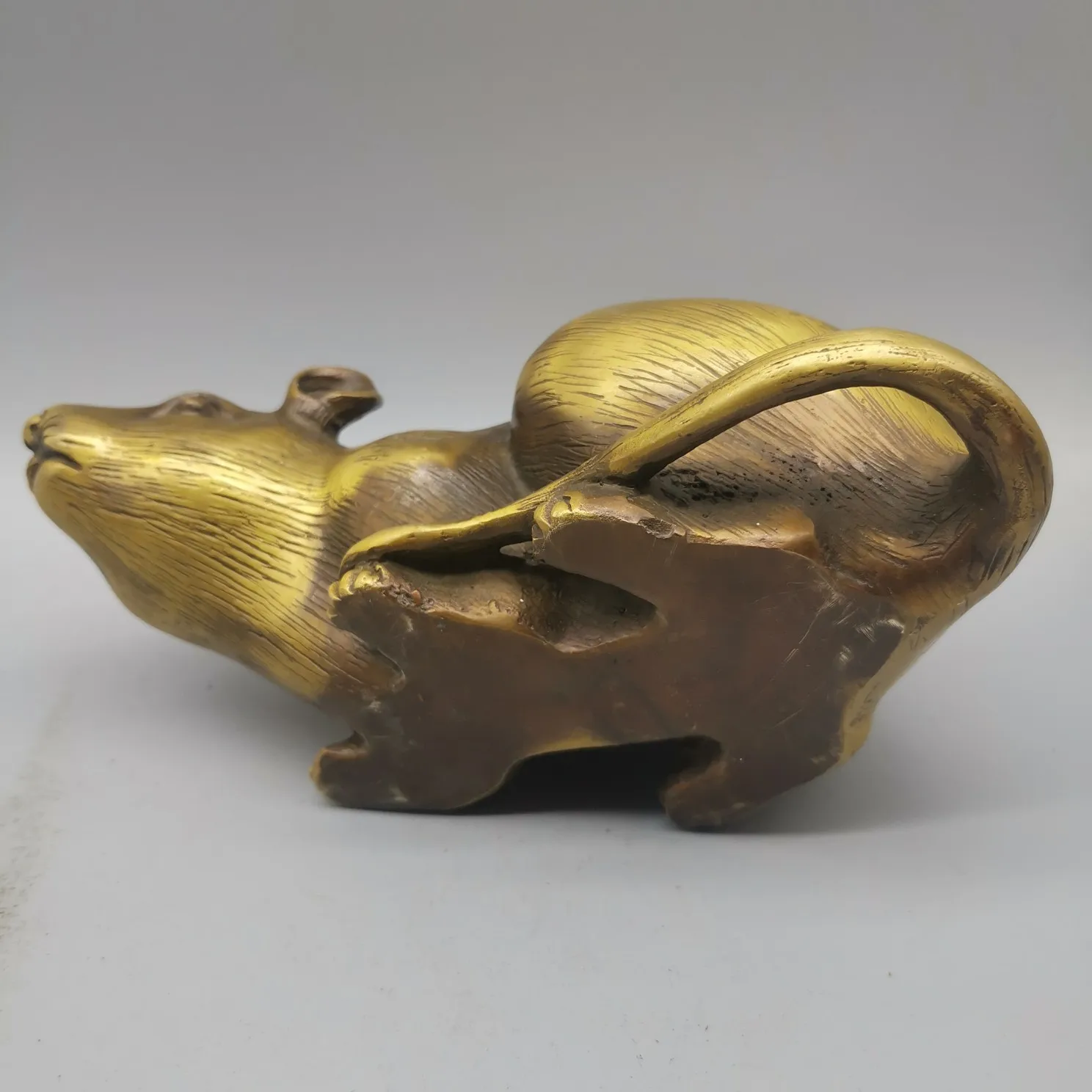 Metal Mouse Statue Simulation Animal Sculpture Toy Desk Decoration Table Tea Pet Antique Brass Crafts Home Decoration