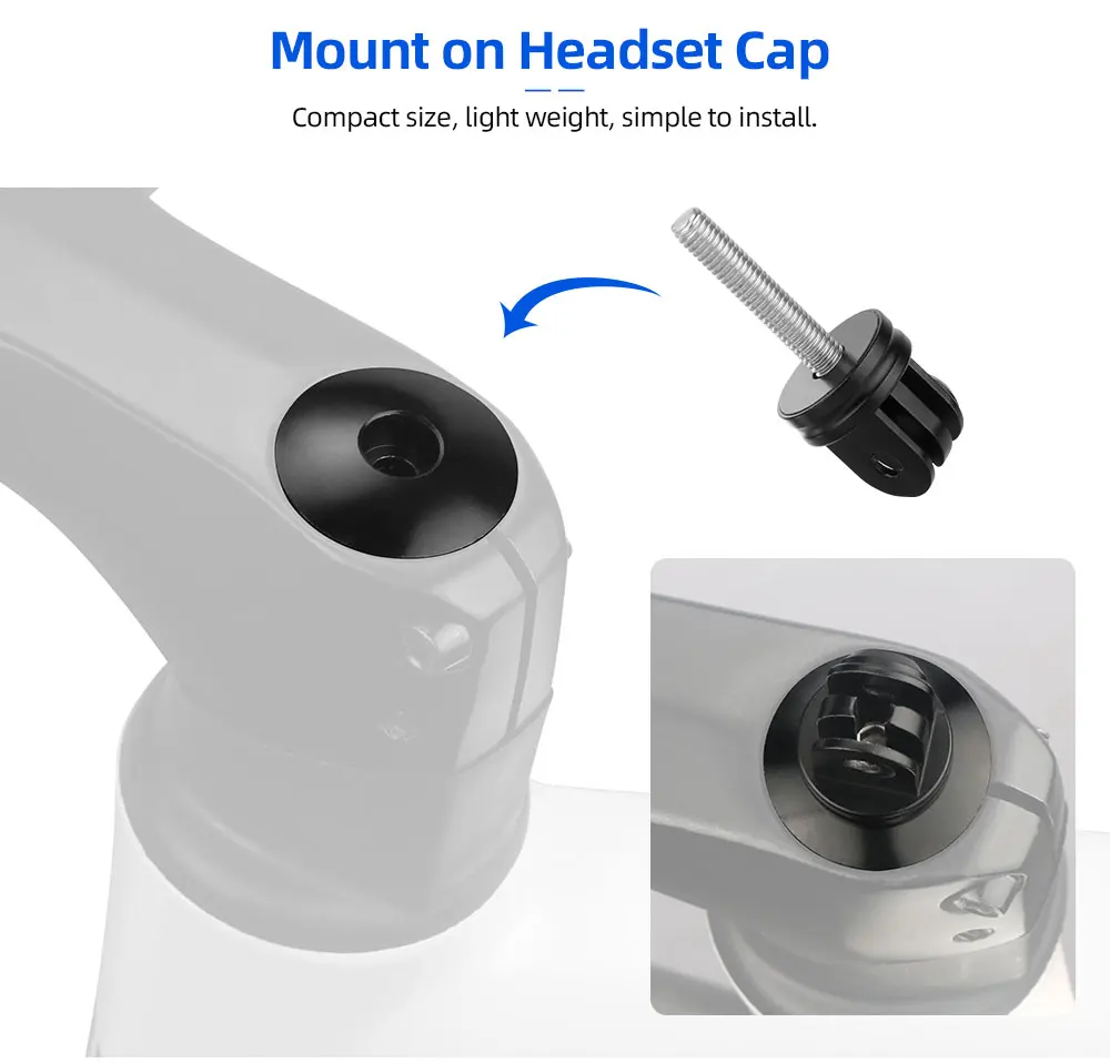 Fahrrad Scheinwerfer Computer Gabel Vorbau Top Cap Verlängerung Ständer Passt Gopro Sport Kamera DJI Insta360 MTB Rennrad Headset Teile – Detail 4