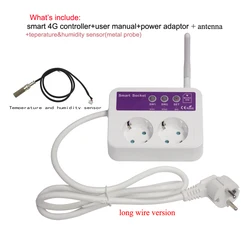 Interruptor do soquete do controle remoto sem fio, 4G, Alemanha Plug, LTE, SMS, GSM, Smart, Temperatura, Sensor de umidade, opcional