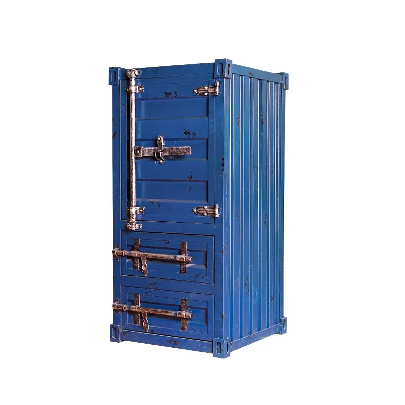Modern simple bedroom locker, old storage, wrought iron chest, American industrial style personalized container