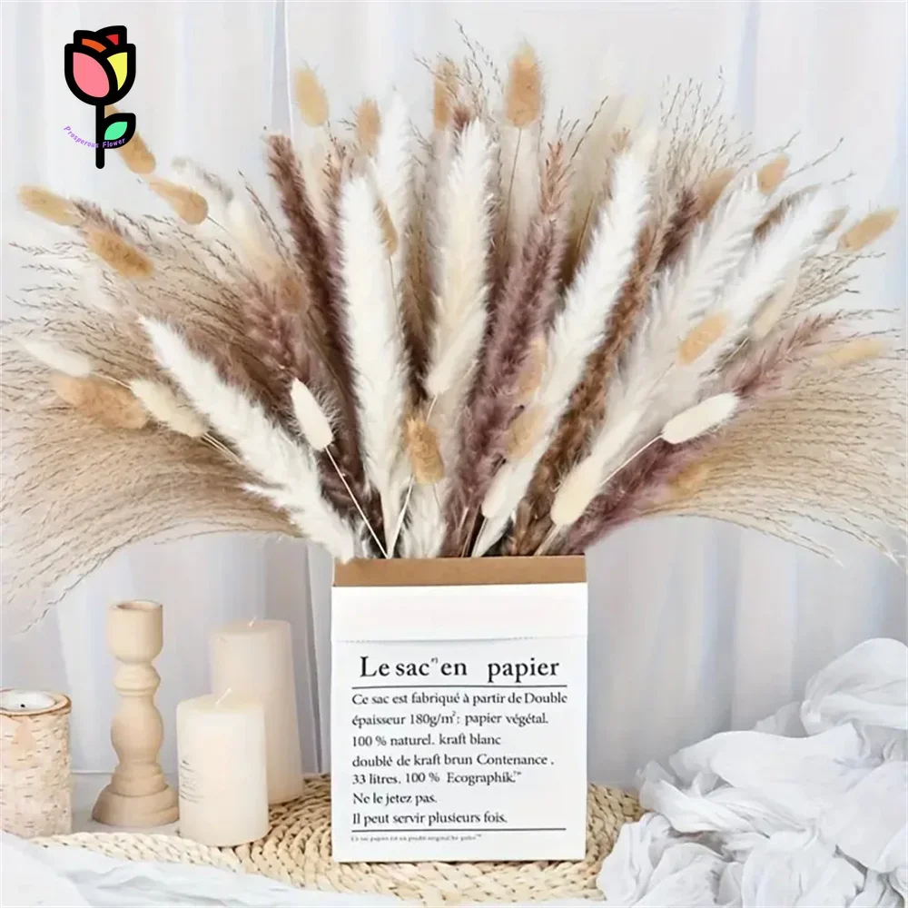 

Dried Pampas Grass Bouquet Christmas Wedding Decoration Dry Plant Bunny Tails Reeds Boho Home Party Garden Decors Fake Flowers