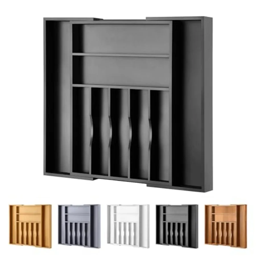

Large Premium Bamboo Silverware Organizer - Drawer Organizer and Utensil Organizer - 1"x1." Cutlery Tray with Dividers for Kitc