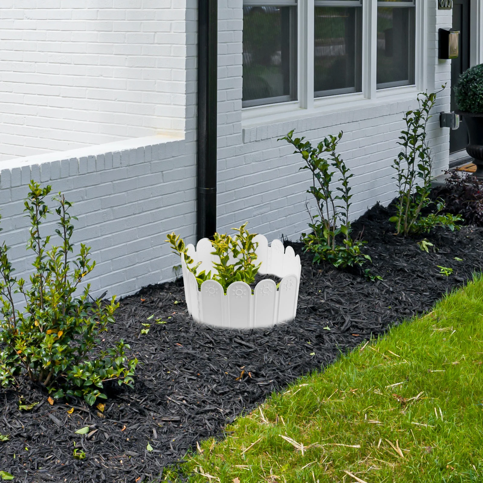 

5Pcs White Picket Fence Garden Flower Border Lawn Edging Landscape Decorative Yard Plastic Landscaping Courtyard Tree Fence