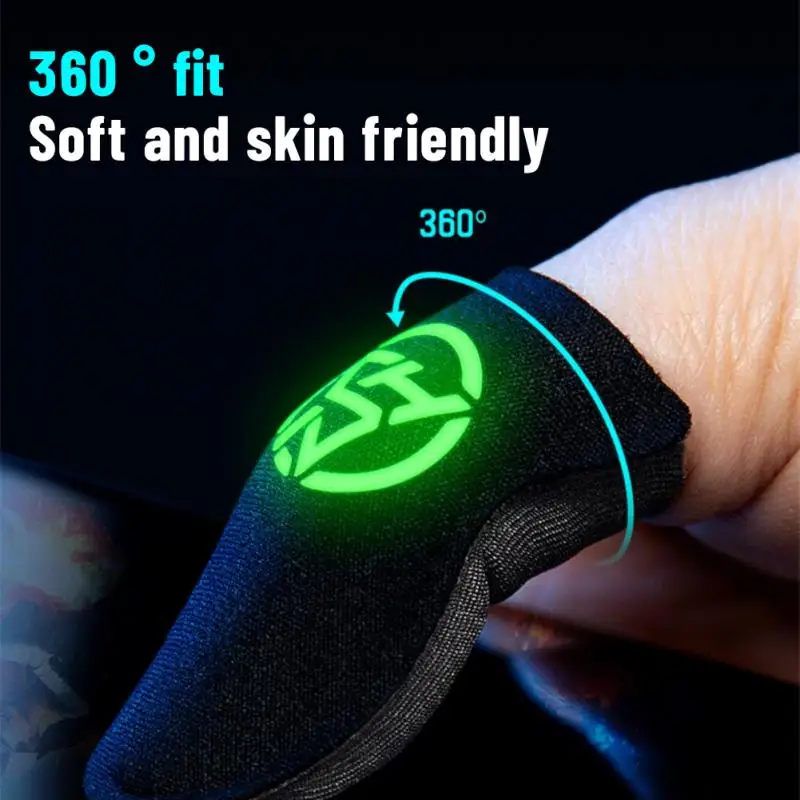 Cubierta de la yema de los dedos, guantes transpirables luminosos, almohadilla de juego, accesorios sensibles para Pubg, guante de manga para el pulgar