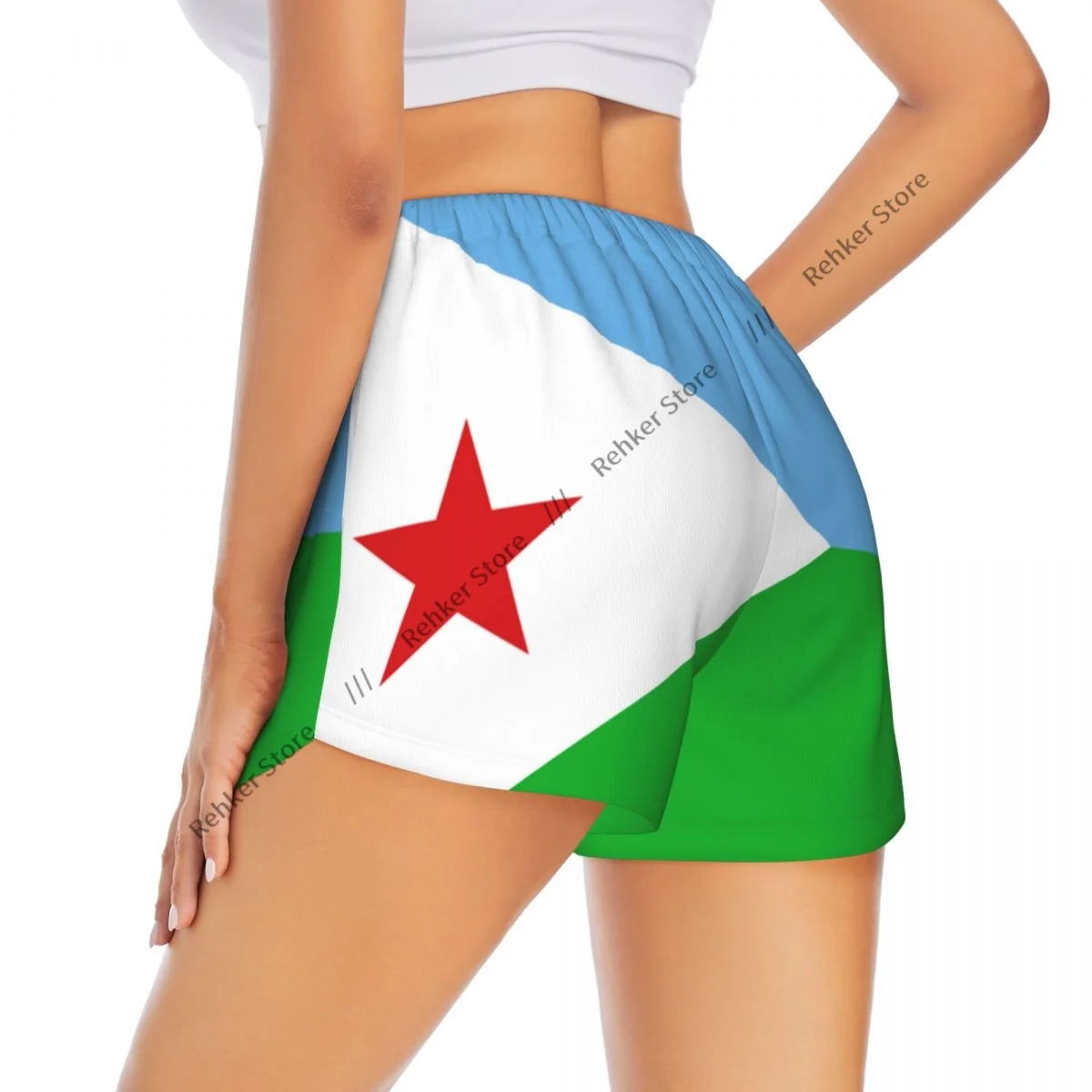 

Женские шорты для йоги, шорты для тренировок с флагом Djibouti, быстросохнущие женские шорты для йоги, тренажерного зала, бега, спортивная одежда