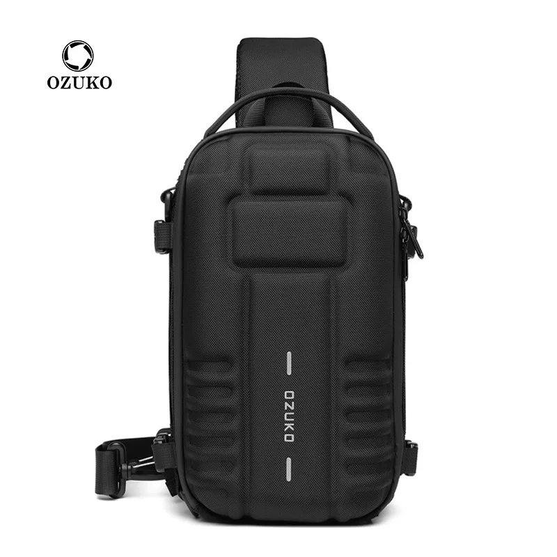 OZUKO Hard Shell Chest Bag MenSports Shoulder Bag Multifunctional Large Capacity Waterproof High Quality Outdoor Tactical Bag