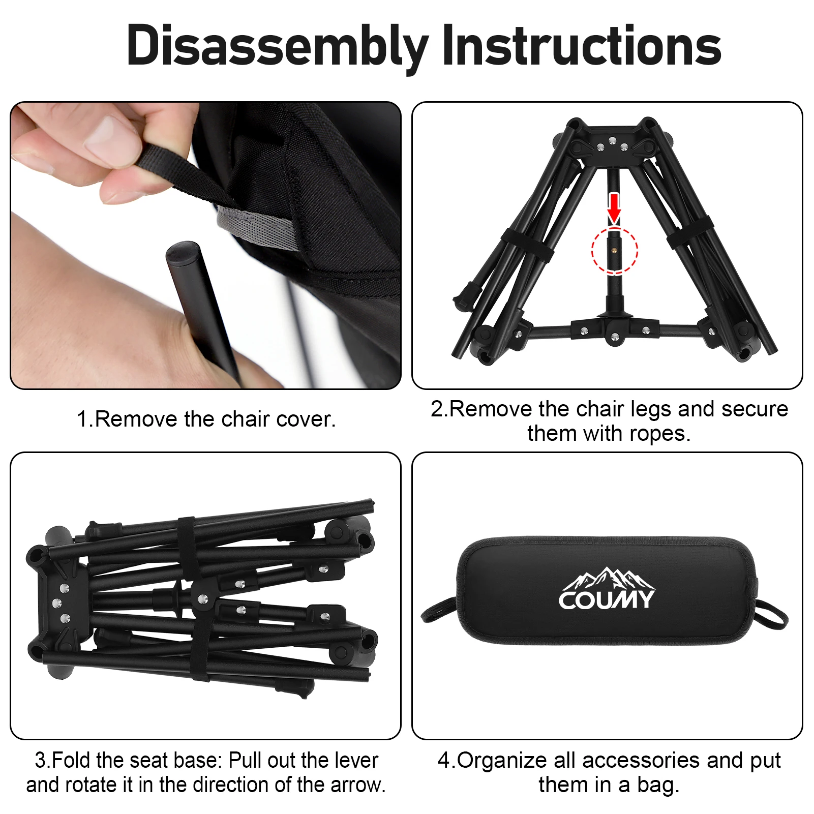 2 Pack Ultralight Portable Camping Chair Backpacking Chair, Folding Camping Chair with Side Pockets Lightweight Lawn Chair image 5