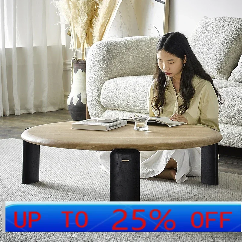 

lmm all solid wood round coffee table Italian simple modern oak round table P