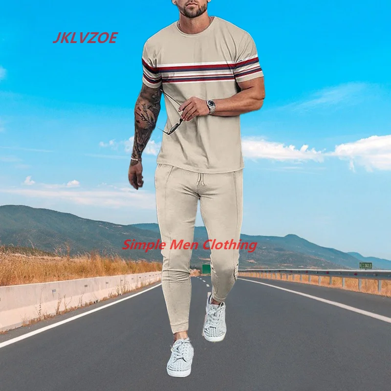 

New Summer Men's T Shirt Set Short Sleeve Tracksuit Daily Casual 2 Piece 3D Fringe Printing Fashion Sportswear Streetwear Suit